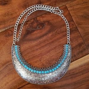 Turkish Indigo Metal Statement Necklace
